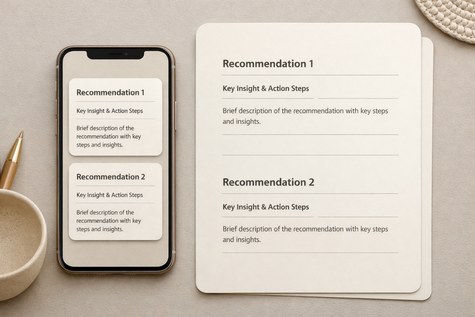 Two recommendation outputs preview